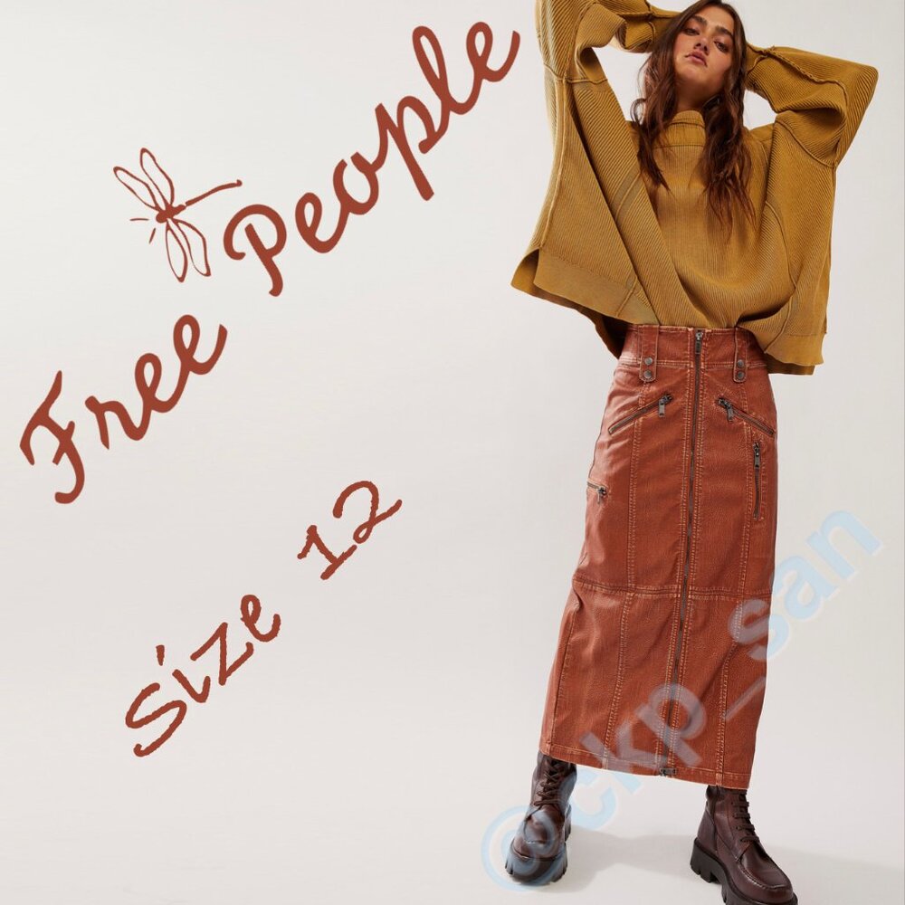 NWT Free People Nowhere To Run Vegan Maxi Skirt Sz 12